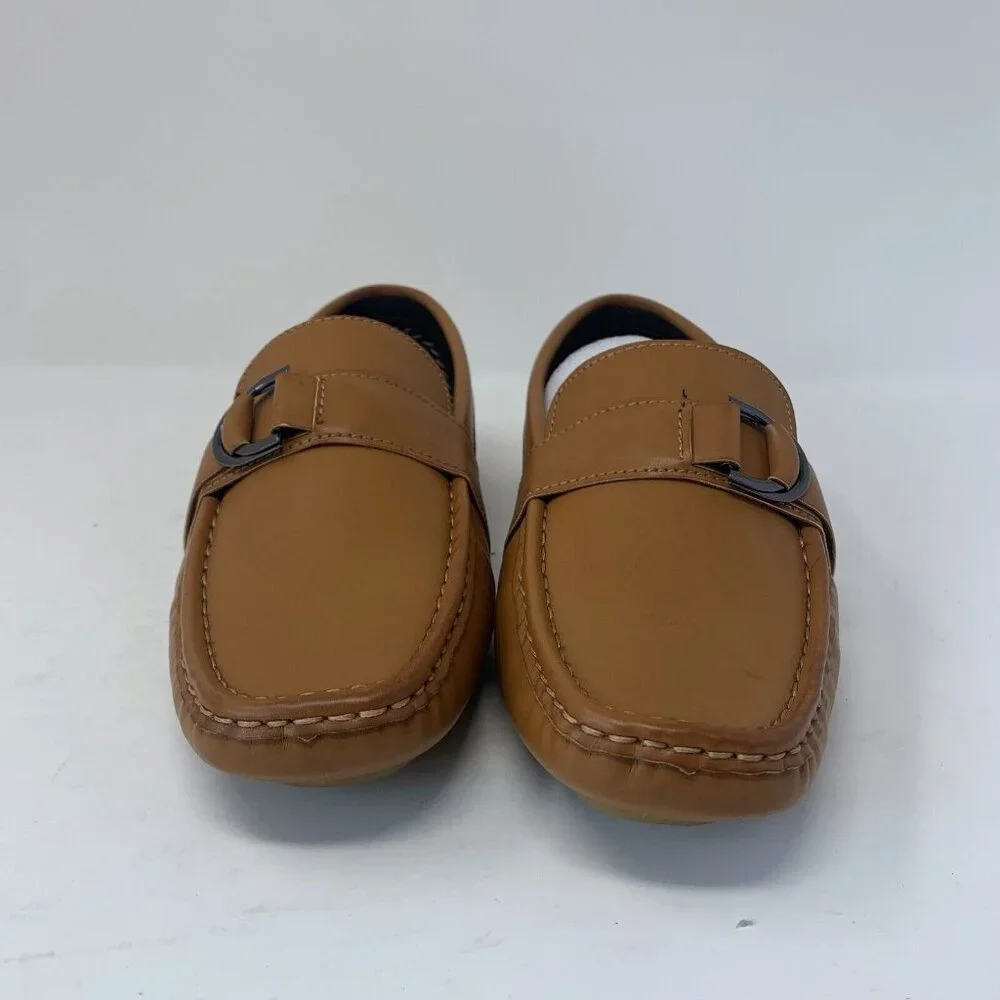 Aston Marc Charter Loafers Men's 9M Tan‎ Side Buckle Casual Slip-on Shoes S0694